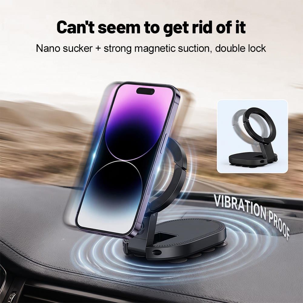 Useful Electronic Gadgets - 360 ° 回転式3-in-1吸盤式マグネット携帯ホルダー 多角度調整可能 折りたたみ式マグネット携帯スタンド デスクトップブラケット