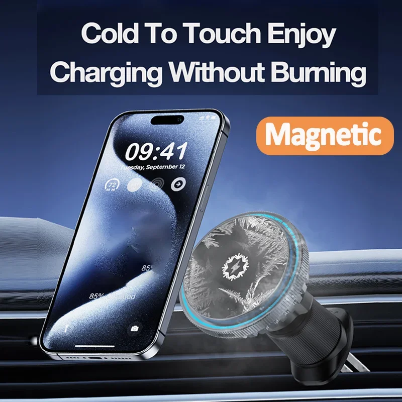 冷却機能付きマグネット式車載ワイヤレス充電器 エアコン吹き出 - Magnetic Charging Cable のレビューと価格